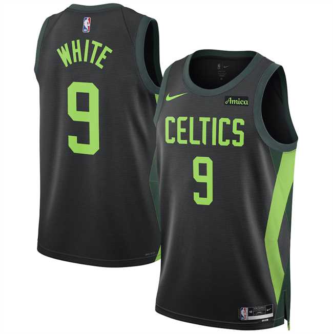 Mens Boston Celtics #9 Derrick White Black 2024-25 City Edition Stitched Jersey Dzhi